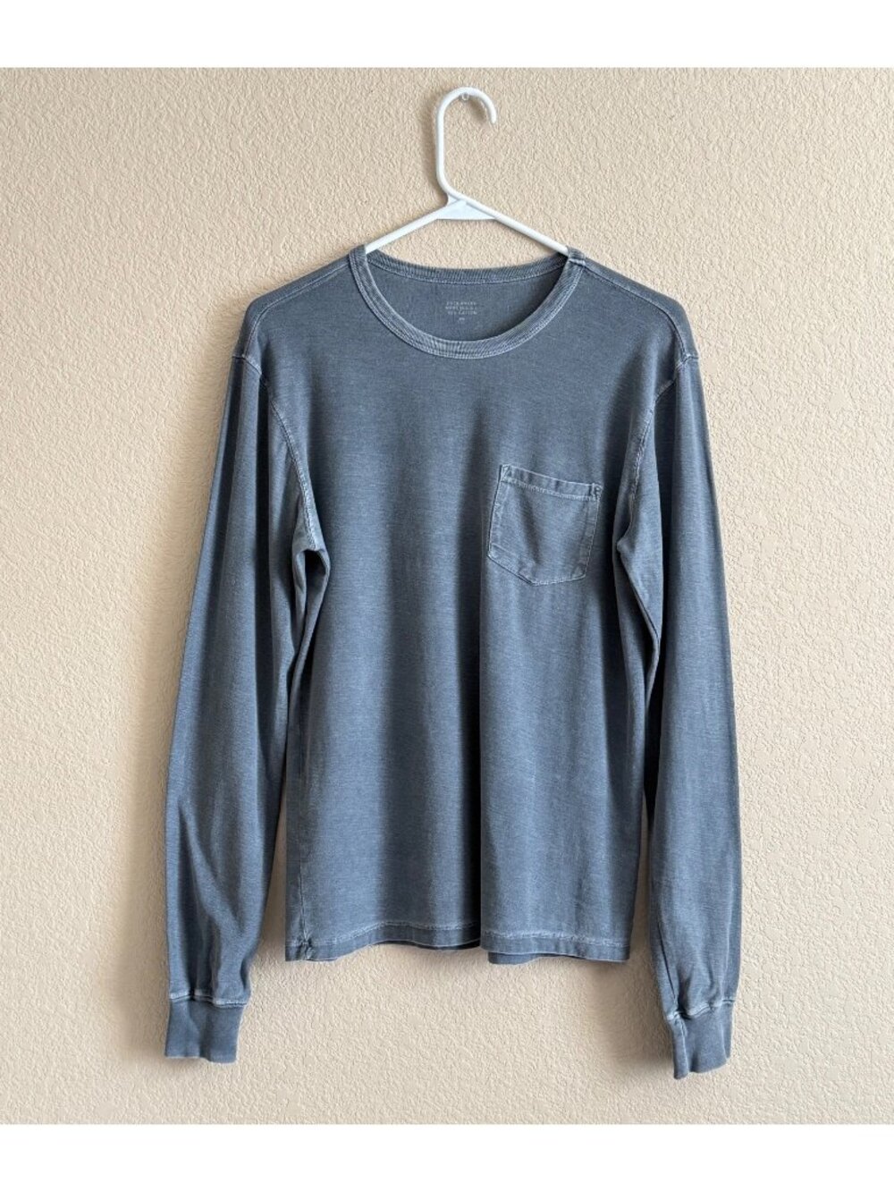 Buck Mason Men's Chest Pocket Long Sleeve Tee Size XS in Washed blue / Gray